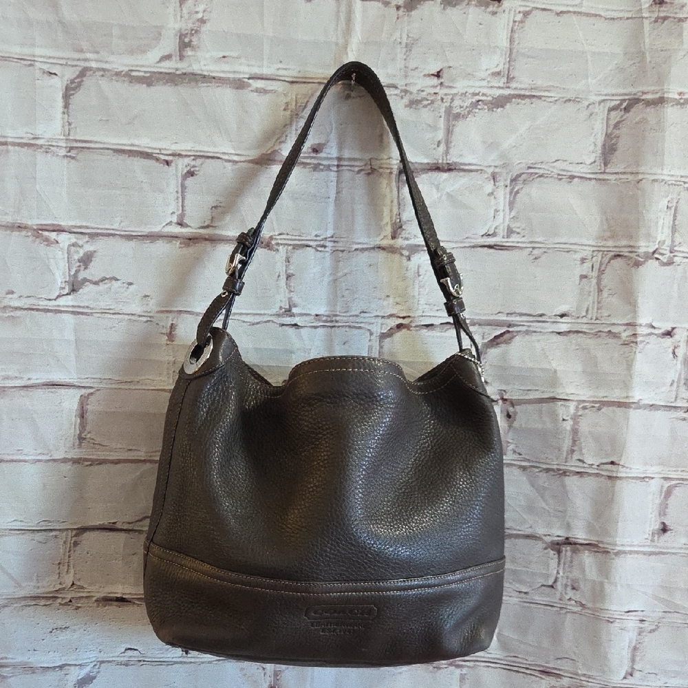 Vintage Coach 5715 Brown HOBO Shoulder Bag Genuine Pebbled Leather - Picture 2 of 12
